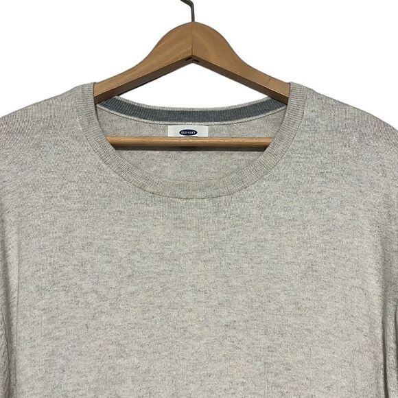 Crewneck Sweater Men’s XXL Tall Old Navy Gray Long Sleeve Pullover Cotton Blend - Picture 2 of 7